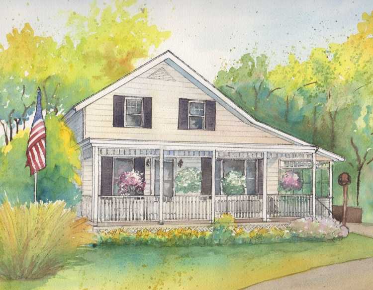 Нарисовать дом в цвете