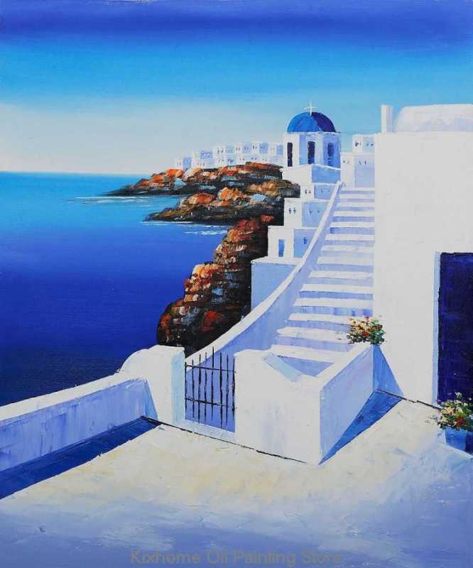 Картины Санторини Греция маслом