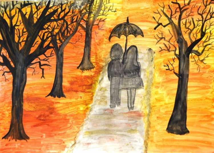 Рисование осенний парк