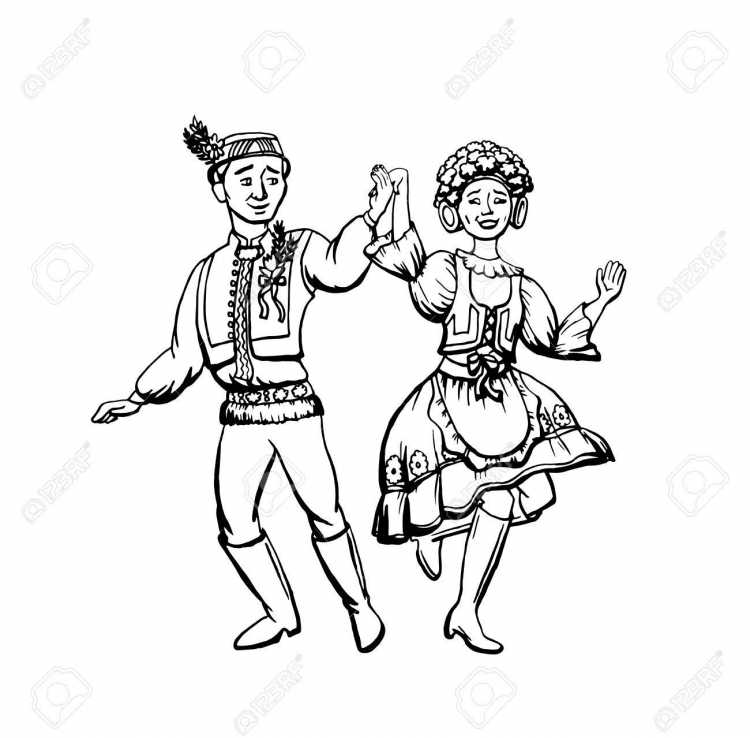 Народный танец рисунок карандашом