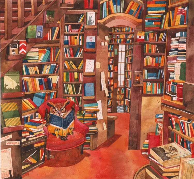 Книжный шкаф живопись