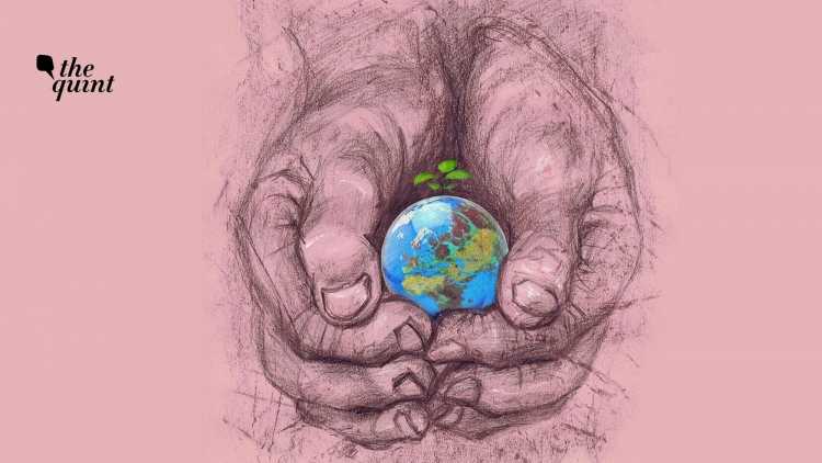 Плакат руки и земля