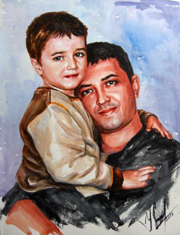 Семейный портрет акварелью