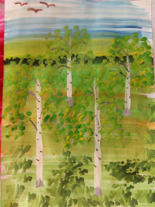 Детские рисунки Березовая роща