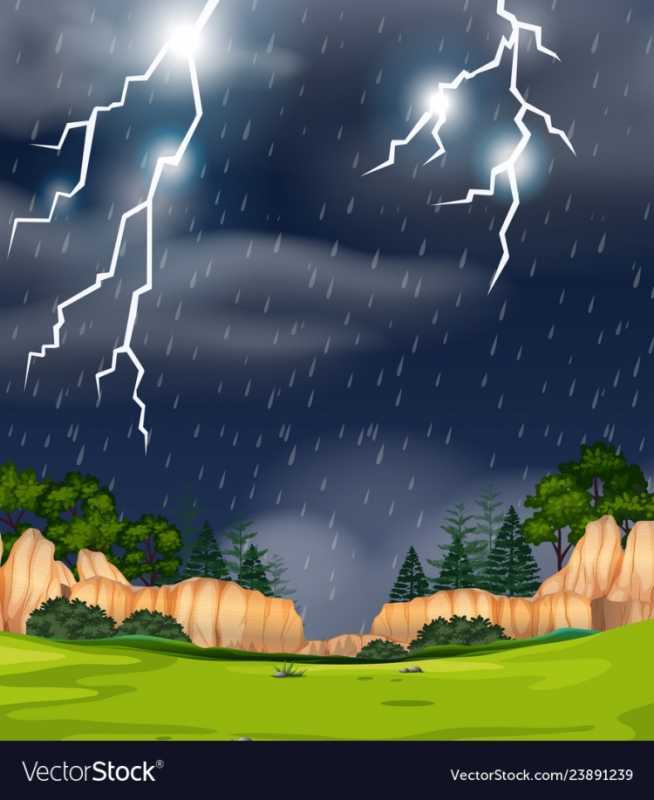 Нарисовать дождь с грозой