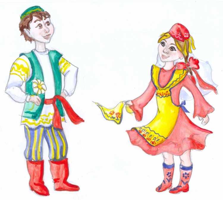 Национальный костюм татар рисунок