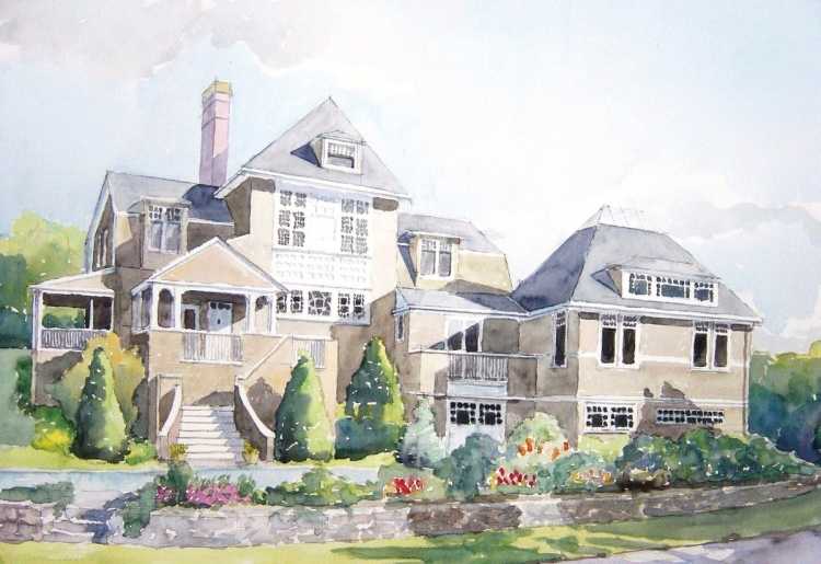 Домик акварель