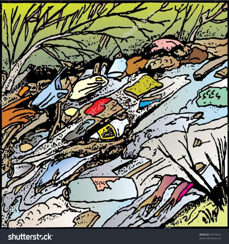 Загрязненная река рисунок