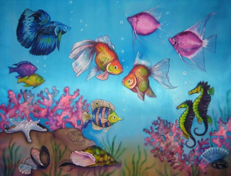 Морские рыбки батик