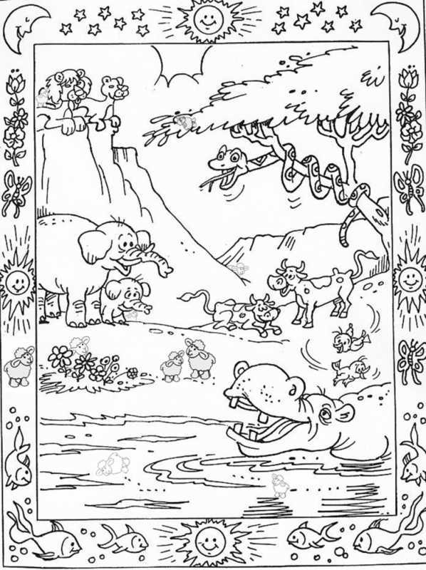 Разукрашка Сотворение мира