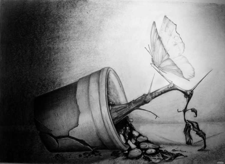 Рисунок одинокой девушки