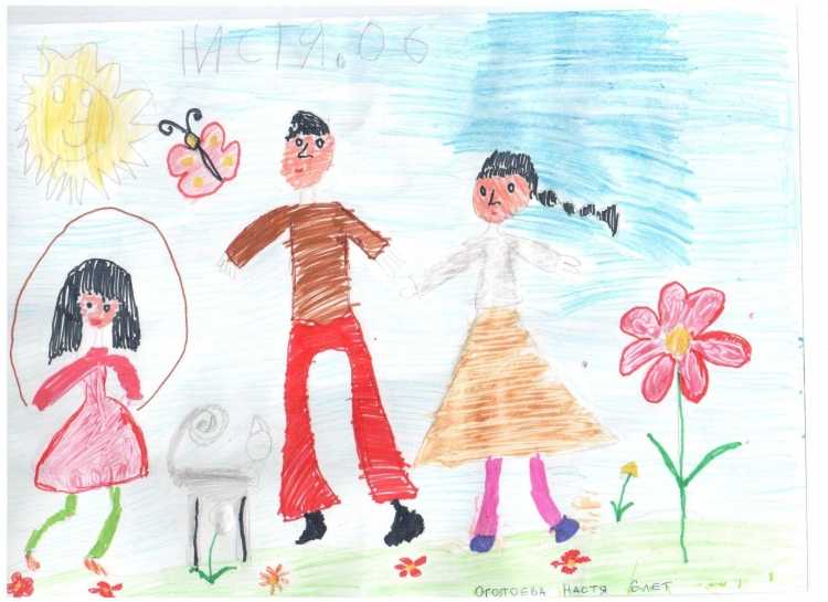 Детский рисунок мама папа я