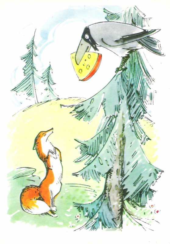 Басня Крылова ворона и лисица