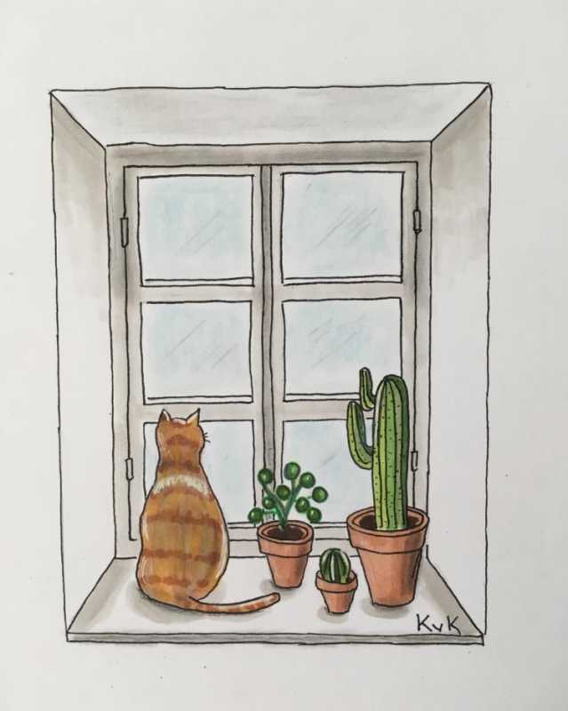 Подоконник нарисованный