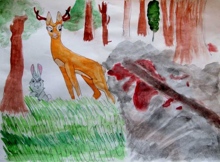 Рисунок горящего леса