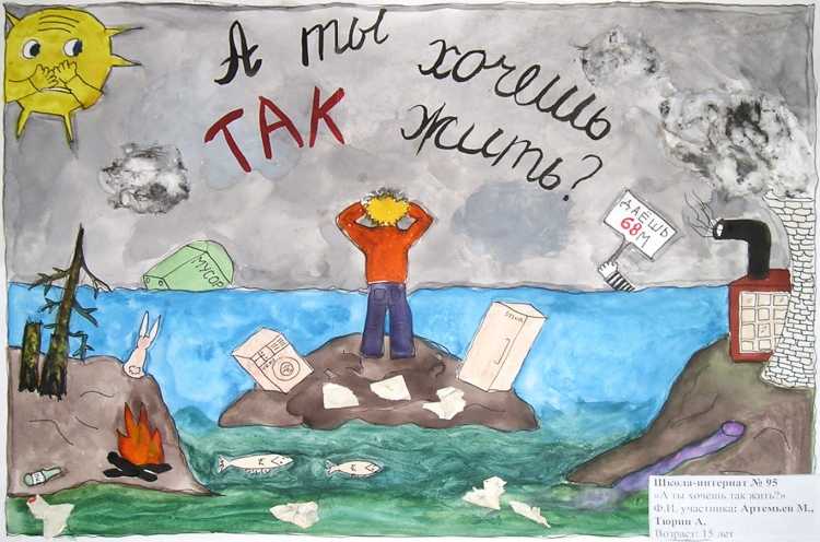 Загрязненная природа рисунки