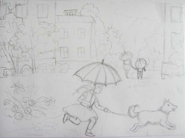 Осенние зарисовки карандашом