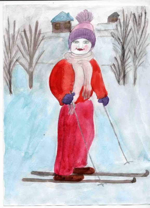 Рисунок на тему лыжная прогулка