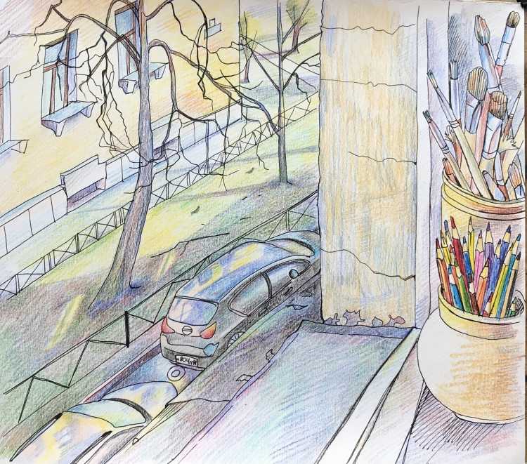 Набросок вид из окна 6 класс