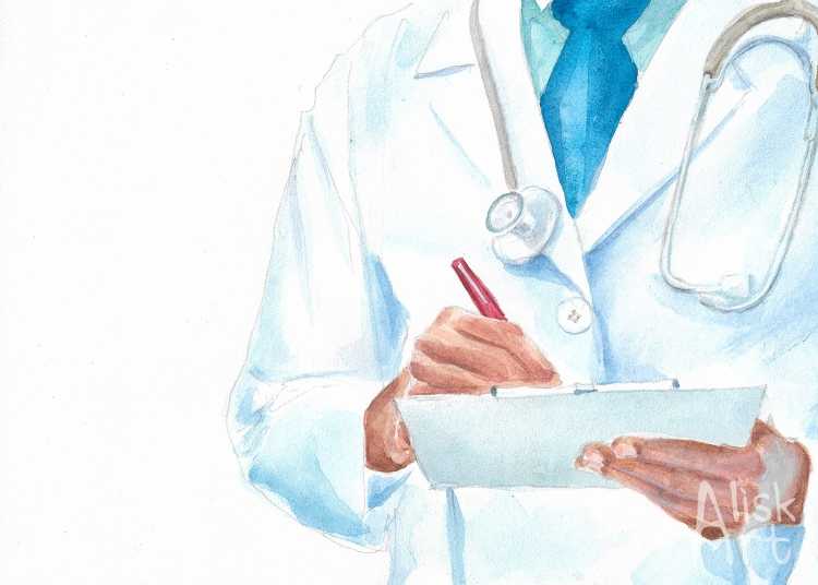 Врач акварель
