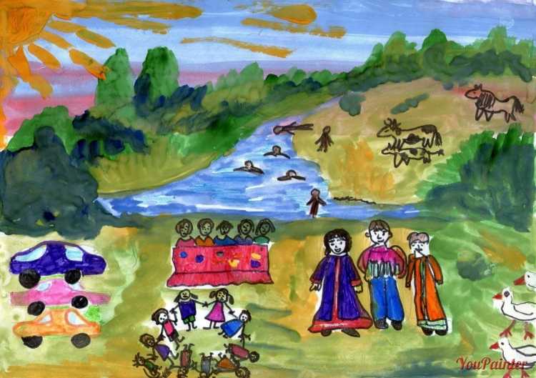 Сабантуй рисунок детский рисунок