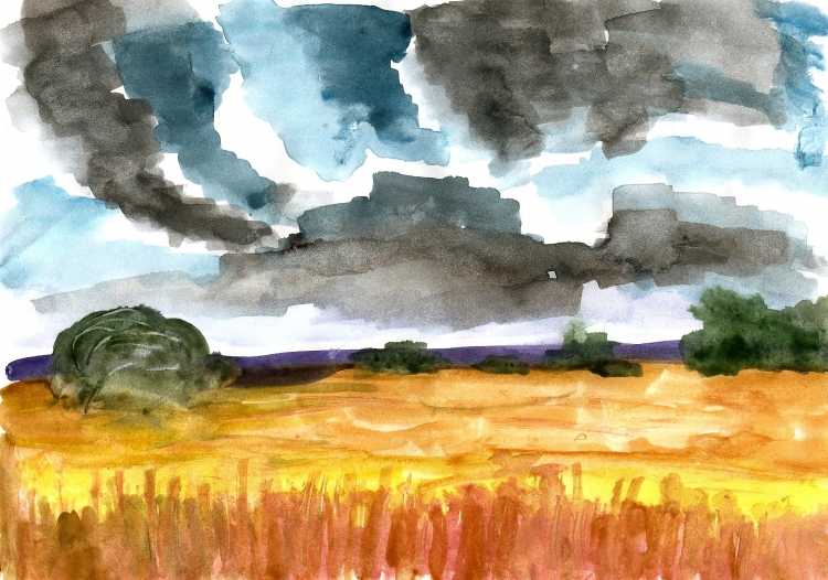 Пейзажи краской буря