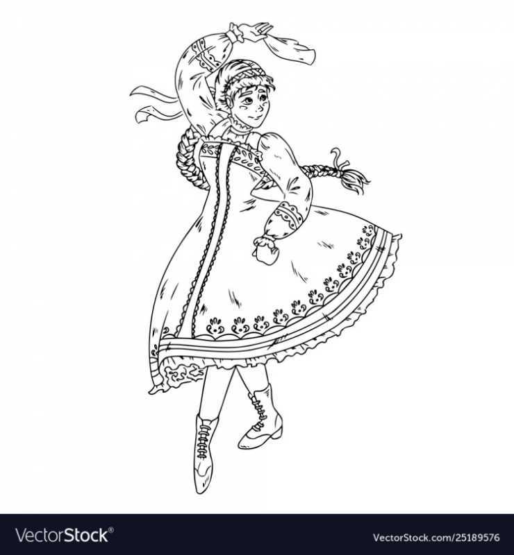 Русский народный танец раскраска