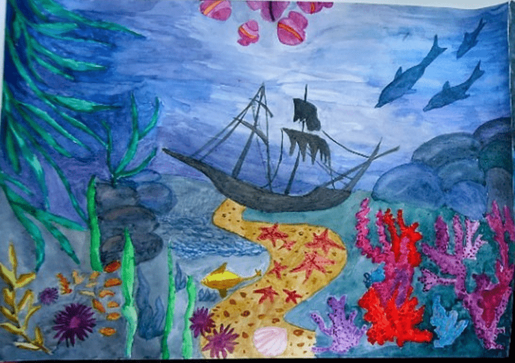 Рисование подводное царство