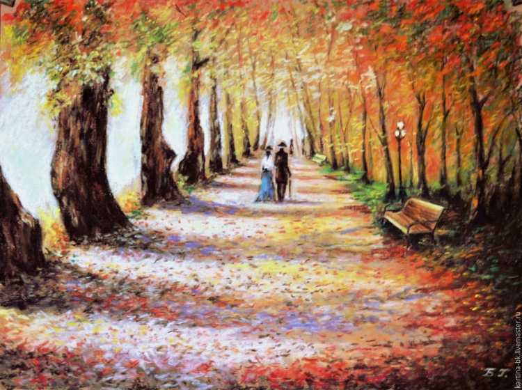 Осенняя аллея живопись