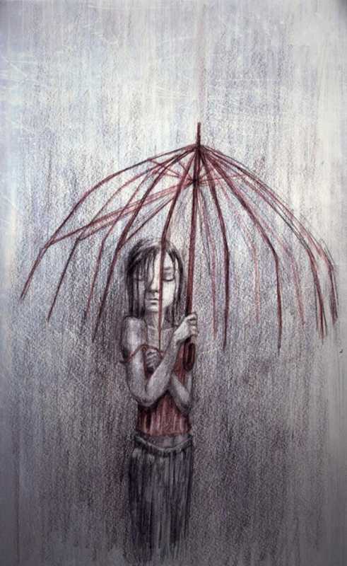 Девушка в капюшоне карандашом