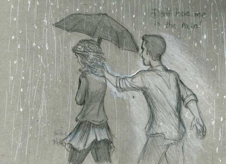 Человек под дождем рисунок