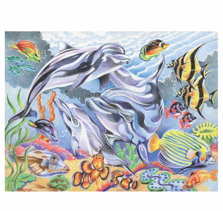 Подводный мир цветными карандашами