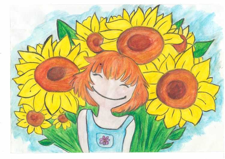 Дети и Подсолнухи открытка