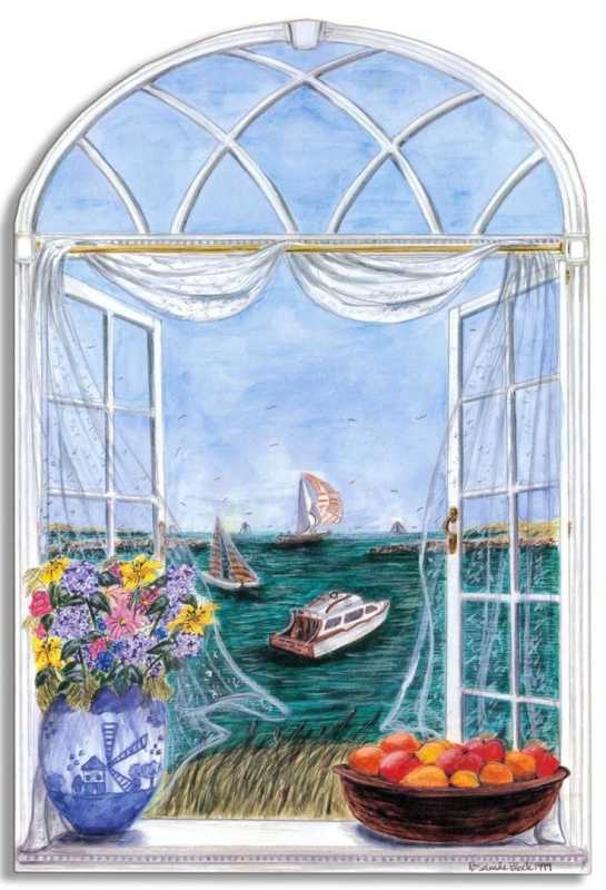 Окно с видом на море живопись