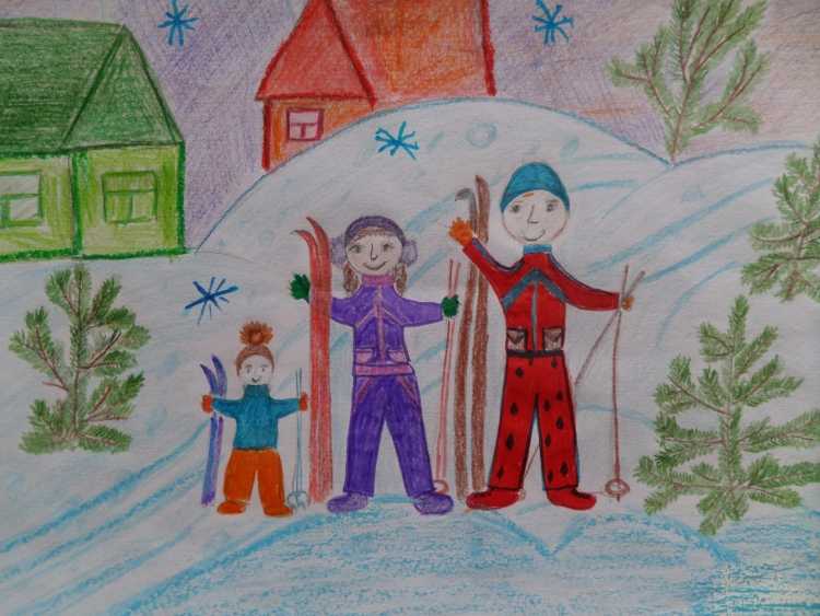 Детские рисунки на тему спортивная семья