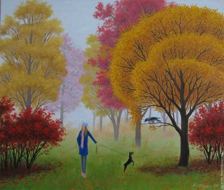 Рисование осеннего парка