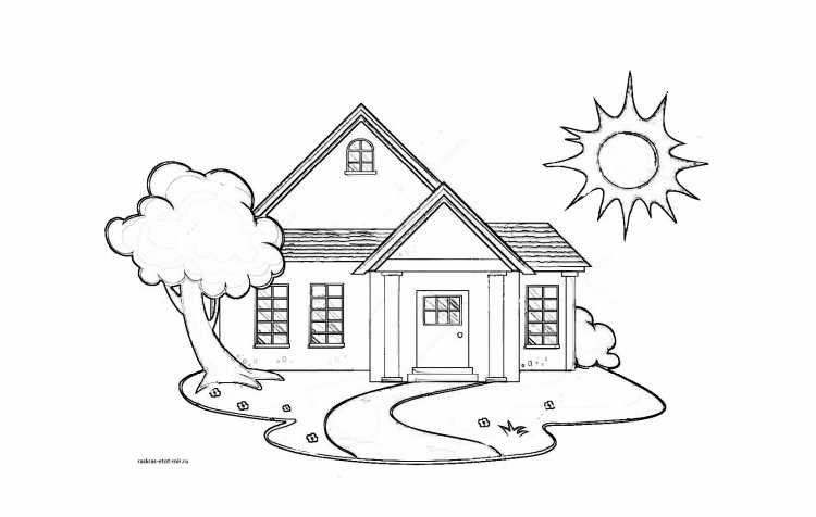 Домик в деревне для раскрашивания для детей