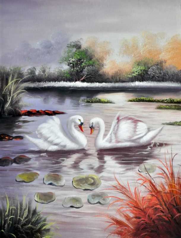 Лебеди живопись