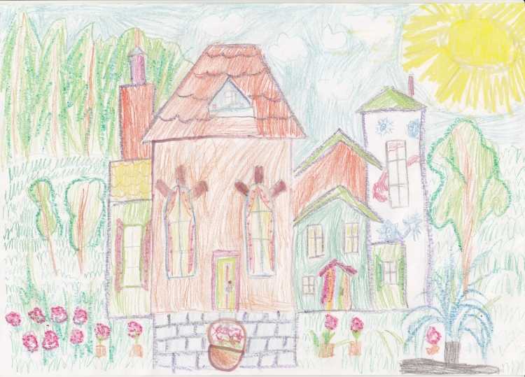 Дома нашего города рисование