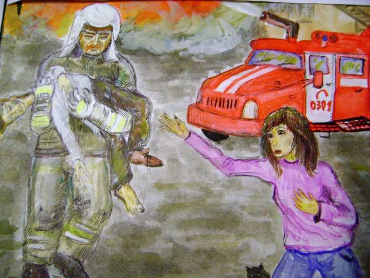 Рисование на тему спасатель МЧС