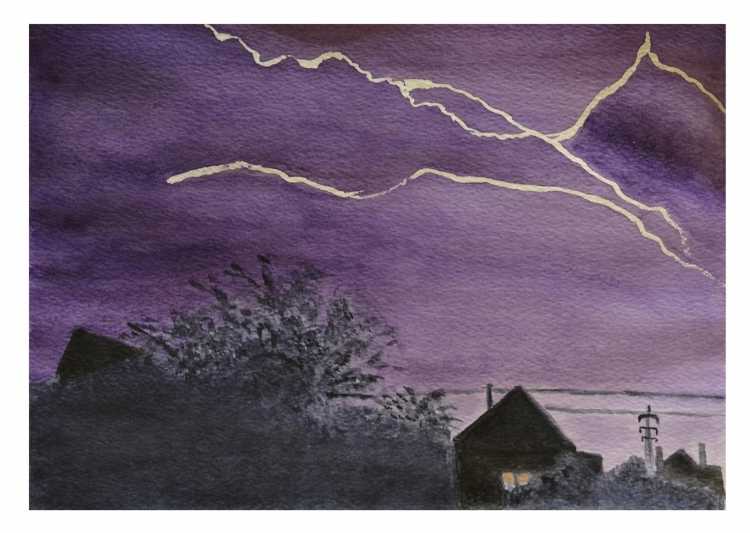 Молния гуашью