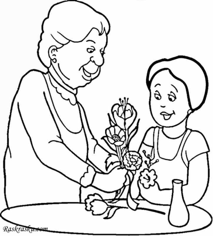 Раскраска подарок бабушке