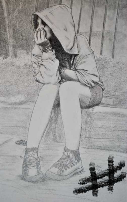 Портрет одинокий простым карандашом