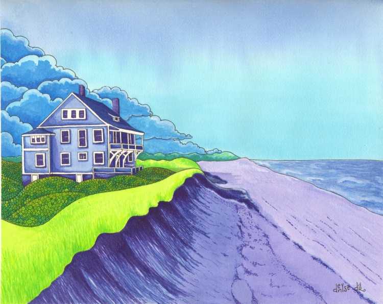 Пейзаж с архитектурой рисунок