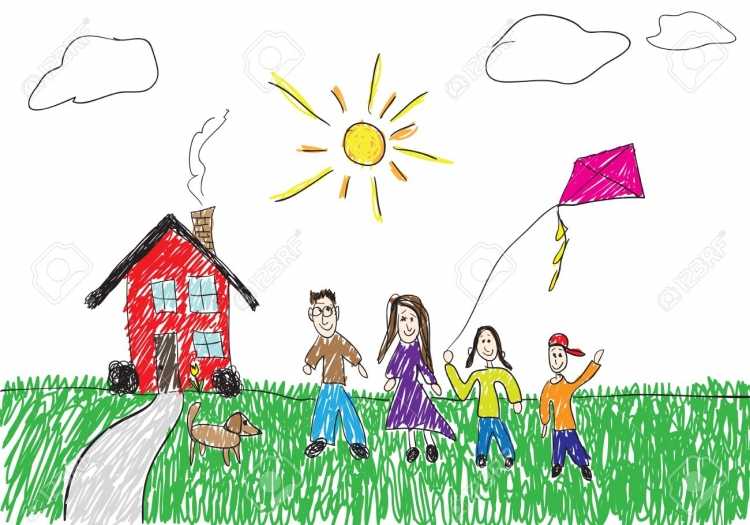 Детские рисунки дома семью