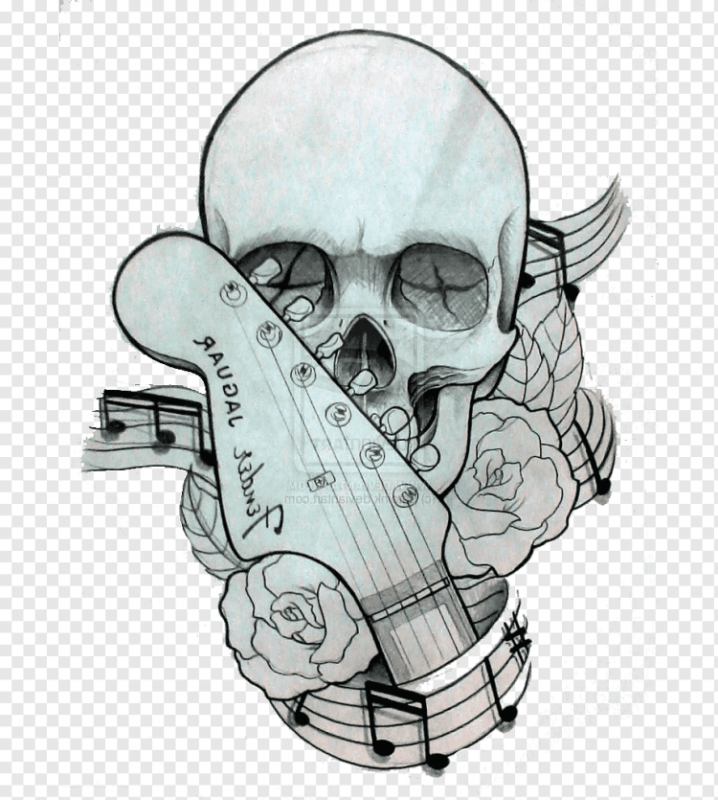 Эскизы тату гитара с черепом