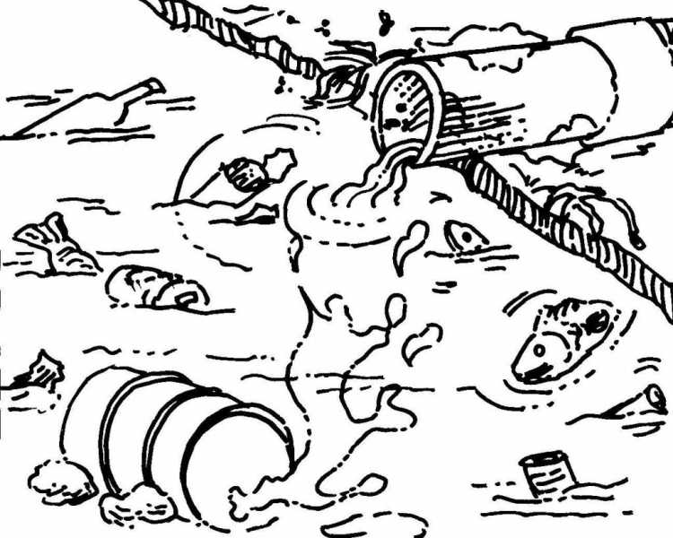 Загрязнение воды раскраска