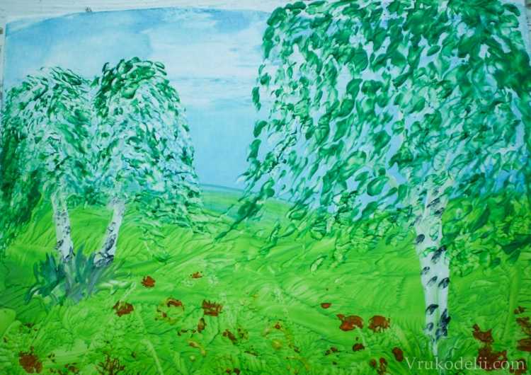 В березовой роще рисование с ребенком