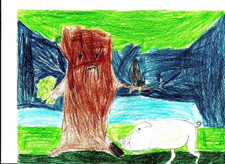 Свинья под дубом басня Крылова рисунок