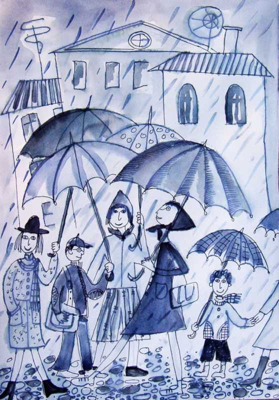 Рисунок на тему дождливый день